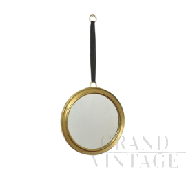 Specchio vintage rotondo anni ’50 in ottone 