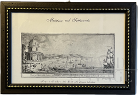 Stampa antica con Tempio di Santa Maria della Grotta a Messina, XVIII secolo