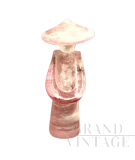 Statuetta orientale in vetro di Murano rosa, ditta Seguso anni '60