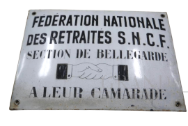 Targa in metallo Fédération Nationale des Retraités S.N.C.F,  Francia 1930