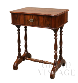 Tavolino Luigi Filippo in noce '800 con cassetto