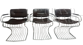 Set of 3 design armchairs by Giorgio Rinaldi - Linea Disegno
