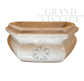 Antique style handcrafted white marble stoup         