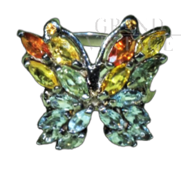 Art Deco style butterfly ring with Sapphire and Aquamarine                       
                            