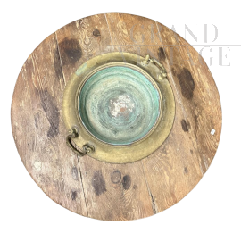 Antique 19th century copper and wood brazier