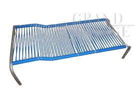 Vintage blue outdoor cot in aluminium from the 70s          
