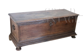 Antique 17th century solid walnut storage bench chest      