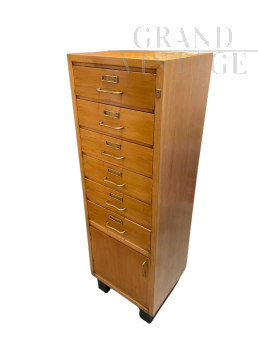 Vintage wooden office drawer unit from the 70s