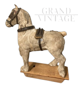 Antique papier-mâché toy horse from the 19th century       