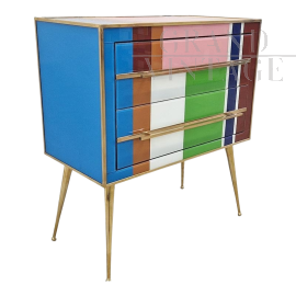 Design chest of drawers in multicolored Murano glass with two drawers      