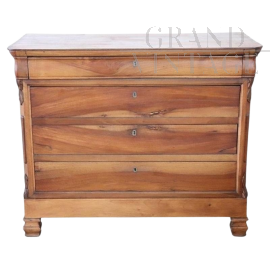 19th century antique rustic walnut chest of drawers