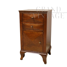 Antique Directoire bedside table cabinet in walnut, Italy 18th century  