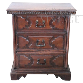Antique solid walnut bedside table from the 18th century