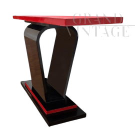 Red and black lacquered Art Deco style double-sided console