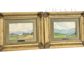 Pair of paintings signed Sarinè from the early 1900s with French landscapes
