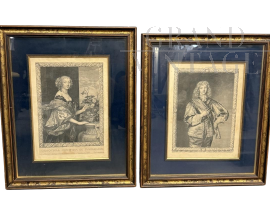 Pair of 17th-century engravings featuring Dorothea and Philip Herbert IV by Van Dyck