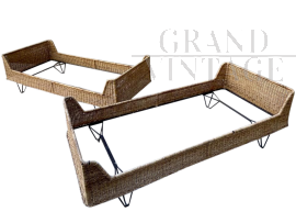 Pair of wicker single beds - 1950s