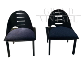 Pair of chairs by Patrice Bonneau in black lacquered metal