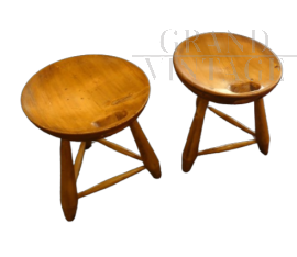 Pair of Mocho stools by Sergio Rodriguez in light wood         