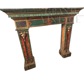 Antique 19th century hand-painted fireplace surround