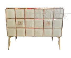 Two-door sideboard with ivory cut glass elements