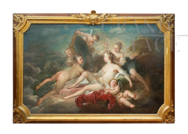 Antique oil painting on canvas in the style of Francois Boucher