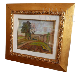 Painting with a countryside scene, oil on panel, signed Cantoni
