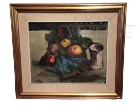 Painting depicting still life with fruit, signed