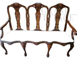 Chippendale sofa in inlaid walnut