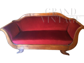 Charles X sofa in red velvet