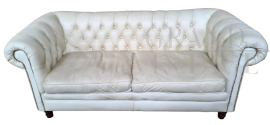 Chesterfield sofa in white leather
