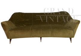 Mid-century vintage sofa in green velvet