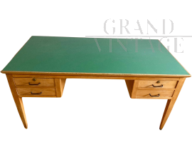 Large vintage 1950s desk with green top