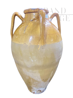 Large antique Apulian capasone jar with 4 handles