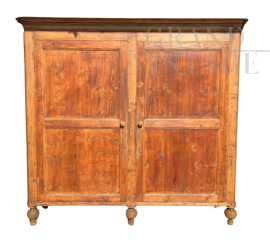 Large antique rustic pantry cupboard in natural fir