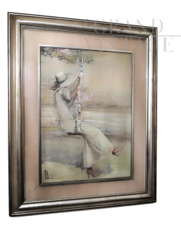 Innocenzo Melani - Painting of a Woman on a Swing, 1974