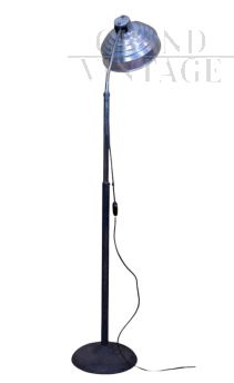 Industrial floor lamp in satin aluminum