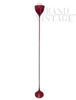 Vintage floor lamp in burgundy lacquered metal, 1980s