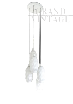 Vintage chandelier in white opaline glass, Italy 1980s        