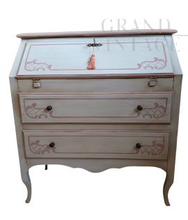 Classic style drop-down dresser cabinet in pink paint