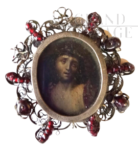 Liberty Ecce Homo pendant in silver filigree with miniature of Jesus