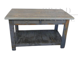 Small industrial counter or workbench with drawers, 1950s