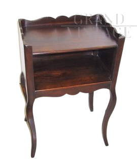 Small vintage bedside table in classic style with open compartment