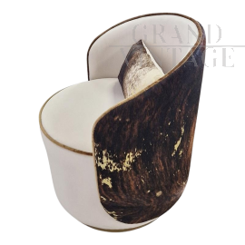 Art deco style tub armchair with ponyskin backrest      