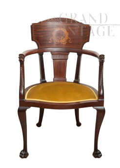 English Regency mahogany armchair with inlaid backrest