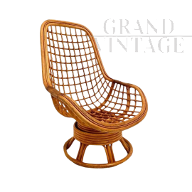 Bamboo swivel armchair from the 1970s