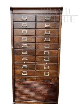Antique walnut wood filing cabinet from the Fossati and Meroni company        