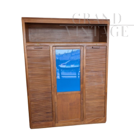 Vintage roller shutter filing cabinet with central door