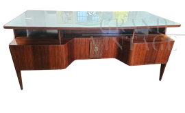 Design desk by Vittorio Dassi with glass top, 1950s