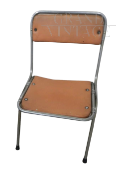 Vintage folding child's chair in brown skai, 1970